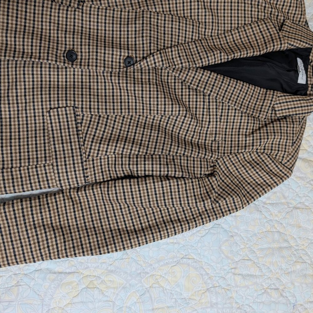 Free Assembly Houndstooth Plaid Blazer Womens Small Oversized Lined Classic - Picture 7 of 14